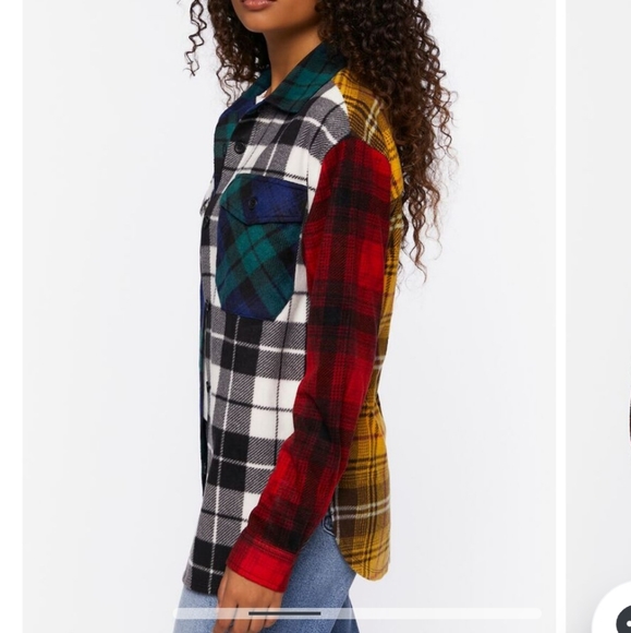 Just Polly Mixed Plaid Flannel Shirt - Picture 2 of 9